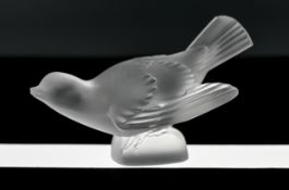 Lalique frosted glass model of a bird, in original box.
