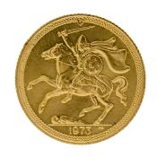 Isle Of Man, Elizabeth II 1973 gold coin sovereign.