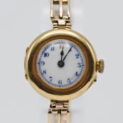 A ladies gold wristwatch on a gold expanding bracelet, approx 26.03g.