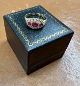 An 18ct gold ruby and diamond ring, approx 3g, size Q/R.