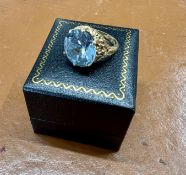 A large 9ct blue gem set ring, approx 8.50g, size N.