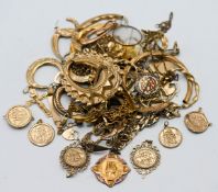 A collection of assorted gold jewellery, mainly hallmarked for 9ct, several pieces not hallmarked,