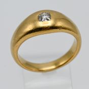 A gold single stone diamond ring, size O (unmarked).