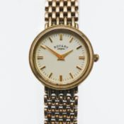 A ladies 9ct gold Rotary wrist-watch with 9ct link bracelet, total weight approx. 39.87 grams (2).