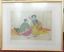 Elyse Lord (1900-1971) two watercolours of oriental figures, framed and glazed