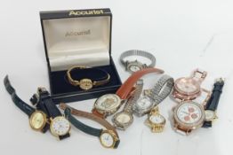 A collection of various ladies wristwatches, including a boxed 'Accurist' wristwatch. (12)