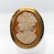 A 9ct gold mounted cameo brooch, hallmarked Birmingham 1976, overall weight 5.3g.