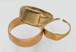 Three 9ct rings, gold weight 9.5g.
