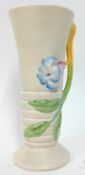Clarice Cliff (1899-1972) vase in 'My Garden' pattern, modelled floral design on white ground.
