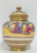 A Royal Worcester ginger jar, with gilt details and painted fruit design by P. English, marked