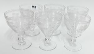 A set of six Victorian rummers with engraved foliate design.