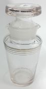 A 1920s glass cocktail jug, with glass stopper and gold banding decoration, provenance, a gift to