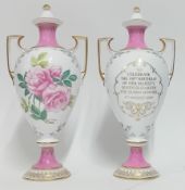 A pair of Spode commemorative porcelain lidded vases, limited edition nos. 143 and 163, to celebrate
