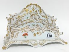 A modern Meissen letter holder, with gilt and floral decoration, Meissen mark on base, height 6.5cm,