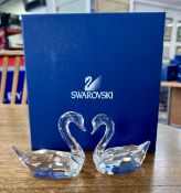 Swarovski Crystal Glass, Swans Flirting, boxed.