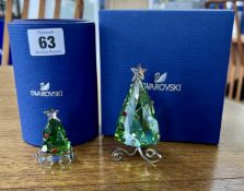 Swarovski Crystal Glass, two pieces including 'Winter Tree' and ' Christmas Tree Wagon' all boxed (