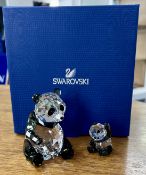 Swarovski Crystal Glass, Panda Mother with Baby, boxed.