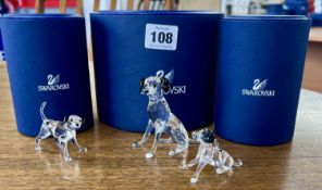 Swarovski Crystal Glass, Dalmatian Mother, Dalmatian Puppy Sitting and Dalmatian Puppy Standing, all