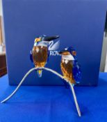 Swarovski Crystal Glass, Paradise Birds - Kingfishers, boxed.