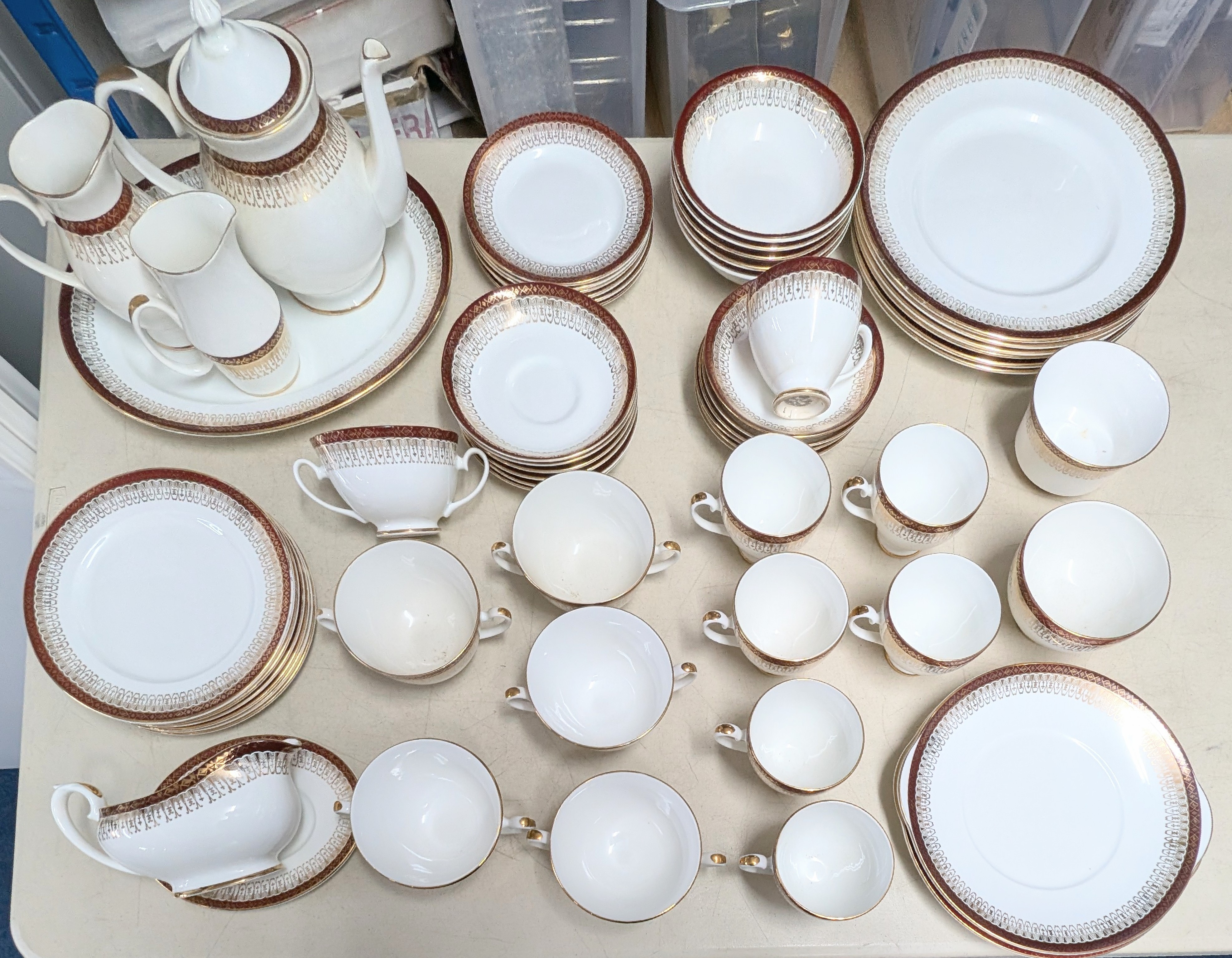 Royal Grafton, a fine bone china dinner service- 'Majestic', to include 33 plates of different