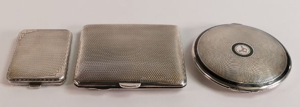 Silver cigarette case, silver compact & silver match case, gros weight inc. mirror in compact