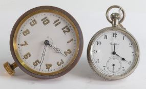 Cortebert keyless pocket watch in stainless case with 15 jewel Swiss movement, believed to be made