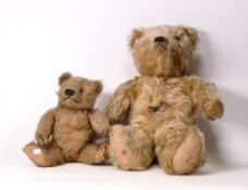 Two Vintage Jointed Teddy Bears, both in need of attention, height of tallest 42cm(2)