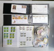 Large tray of GB stamps, including 4 x stock books containing large quantity of MNH mint blocks of 4