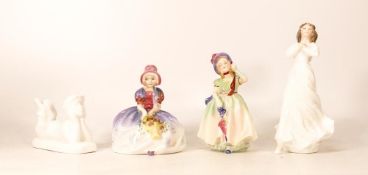 Royal Doulton Lady Figures to include Monica Hn1467, Babie Hn1679 , Story Time Boy Hn4088 & Forget