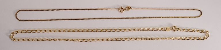 Two 9ct gold necklaces,3.9g. (2)