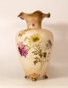 Carltonware Wiltshaw & Robinson Ivory Blushware Three Footed Vase in the Chrystanthemum Pattern,