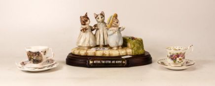 A Beswick Beatrix Potter Tableau Figure 'Mittens, Tom Kitten and Moppett together with miniature