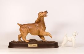 Two Beswick Dog Figures to include The Spaniel on ceramic plinth base together with White Matt