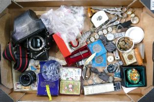 A mixed collection of items to include Russian Lacquered box, Praktica B200 film camera, Gents Wrist