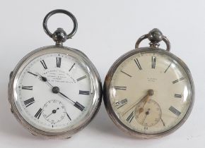 Two silver cased gents pocket watches. Kendal & Dent London & A Kent. no keys, so sold as not