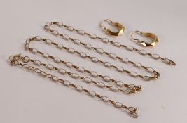 9ct gold pair earrings with 9ct broken necklace, 5.1g.