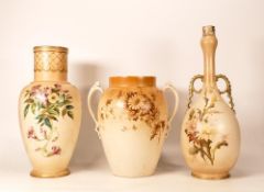 Three Carltonware Wiltshaw & Robinson Ivory Blushware Vases in the Daisy, Florida and Cactus Flower