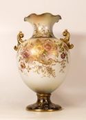 Carltonware Wiltshaw & Robinson Ivory Blushware Twin Handled Vase in the Rose & Curlicue Pattern,