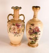 Two Carltonware Wiltshaw & Robinson Ivory Blushware Vases in the Chrysanthemum and Anemone Pattern,