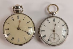 Two silver gents pocket watches, no keys so sold as not working (2)