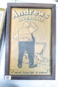 Vintage Andrews Liver Salt Poster framed Advertising poster, frame size 50 x 33cm