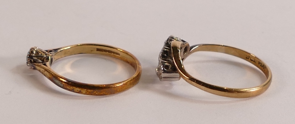 9ct gold diamond solitaire ring, together with 9ct 3 stone ring set 3 poor quality white stones, - Image 6 of 6