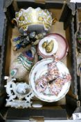 A mixed collection of items to include Oriental Duck Figures, damaged hand decorated bowl,