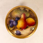 Royal Worcester Handpainted Pill Box. Lid painted with Fruit Still Life by William Bee, signed lower