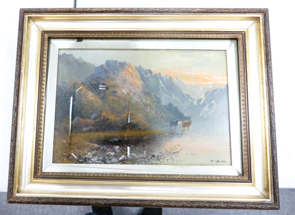 ANSELL, Montgomery (British, 19th Century), Cattle in Picturesque Mountain Landscape. Gilt Frame