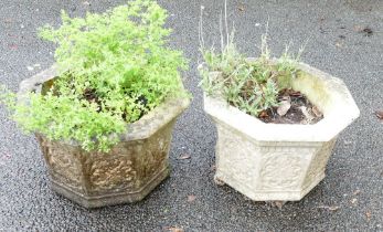 Pair of decorative stone garden planters