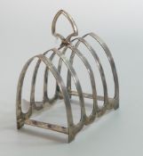 Silver toast rack with good clear hallmarks, weight 118g. Good overall condition.