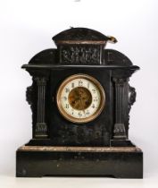 Early 20th Century Slate & Marble Mantle Clock , height 45cm