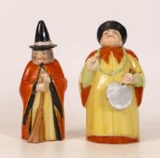 Royal Worcester candle snuffer, Mandarin, with red and yellow robes, 9.25cm high, printed crown