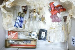 A Collection of Vintage Perfume Vials & bottles, largest 15cm